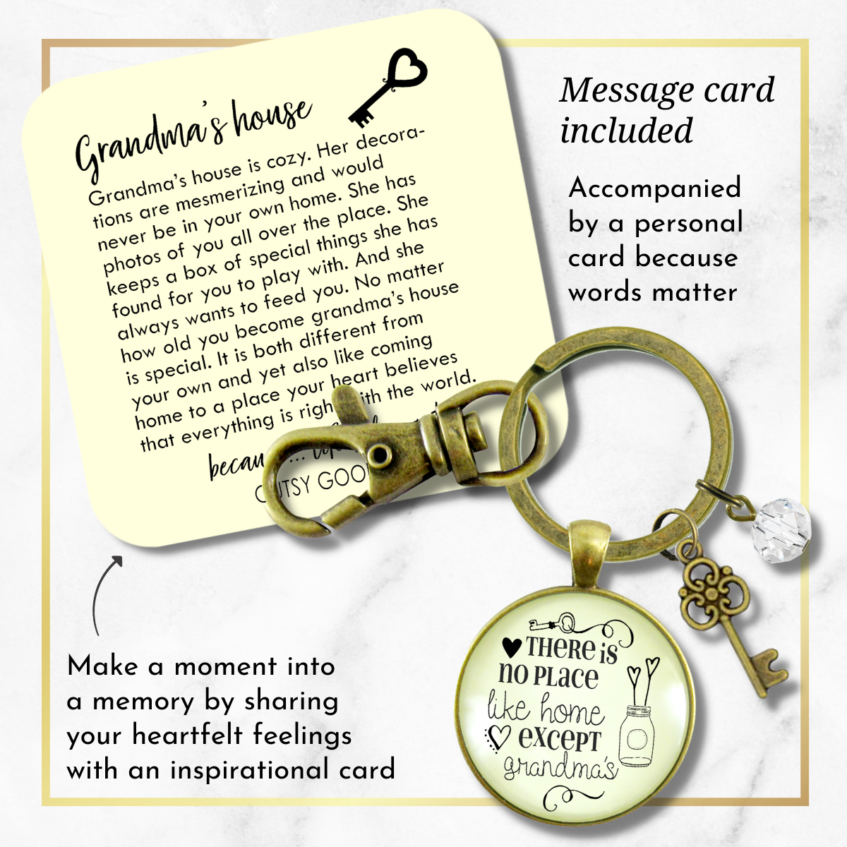 Grandmother Keychain There Is No Place Like Home Except Grandma's House Vintage Gift Charm - Gutsy Goodness Handmade Jewelry;Grandmother Keychain There Is No Place Like Home Except Grandma's House Vintage Gift Charm - Gutsy Goodness Handmade Jewelry Gifts