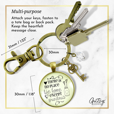 Grandmother Keychain There Is No Place Like Home Except Grandma's House Vintage Gift Charm - Gutsy Goodness Handmade Jewelry;Grandmother Keychain There Is No Place Like Home Except Grandma's House Vintage Gift Charm - Gutsy Goodness Handmade Jewelry Gifts