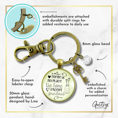 Grandmother Keychain There Is No Place Like Home Except Grandma's House Vintage Gift Charm - Gutsy Goodness Handmade Jewelry;Grandmother Keychain There Is No Place Like Home Except Grandma's House Vintage Gift Charm - Gutsy Goodness Handmade Jewelry Gifts