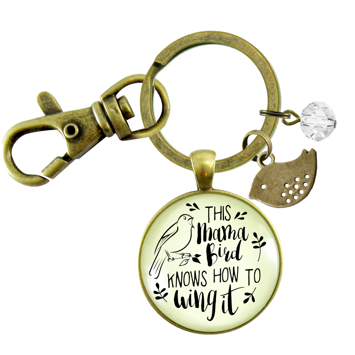 Gutsy Goodness Mama Bird Keychain Mother Wings It Personalize Cute Baby Bird Gift Mom Jewelry For Women - Gutsy Goodness;Mama Bird Keychain Mother Wings It Personalize Cute Baby Bird Gift Mom Jewelry For Women - Gutsy Goodness Handmade Jewelry Gifts