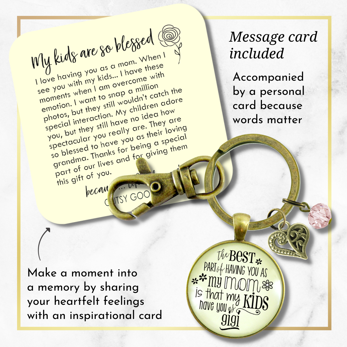 Gigi Keychain Best Part of Having You As Mom Kids Have Grandma Jewelry Gift From Daughter - Gutsy Goodness Handmade Jewelry;Gigi Keychain Best Part Of Having You As Mom Kids Have Grandma Jewelry Gift From Daughter - Gutsy Goodness Handmade Jewelry Gifts