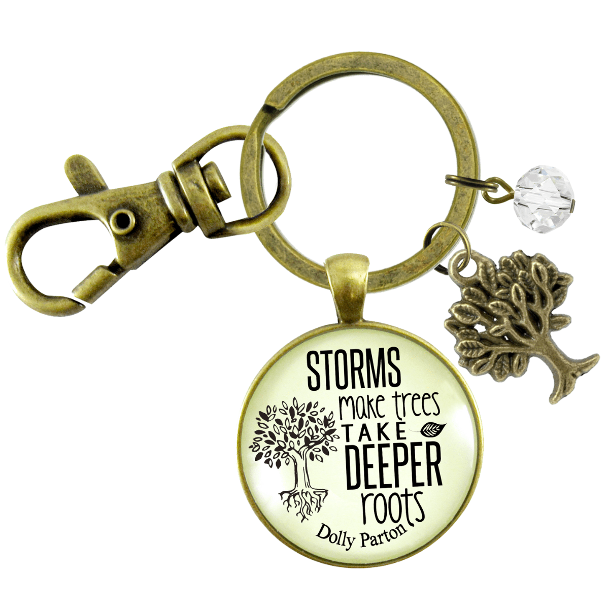Storms Make Trees Take Deeper Roots Keychain Tree Charm - Gutsy Goodness