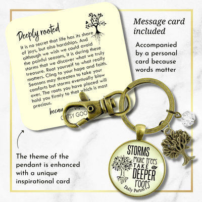 Storms Make Trees Take Deeper Roots Keychain Tree Charm - Gutsy Goodness