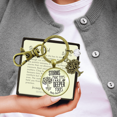 Storms Make Trees Take Deeper Roots Keychain Tree Charm - Gutsy Goodness