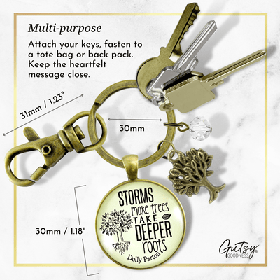 Storms Make Trees Take Deeper Roots Keychain Tree Charm - Gutsy Goodness