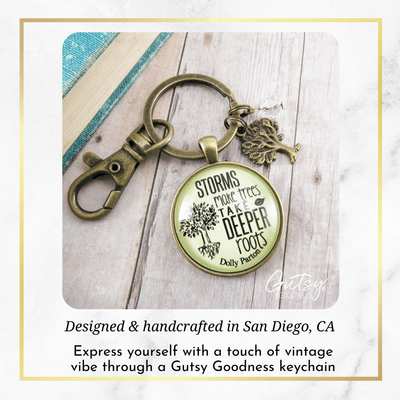 Storms Make Trees Take Deeper Roots Keychain Tree Charm - Gutsy Goodness