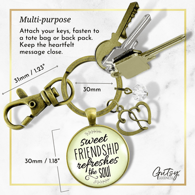 Friends Keychain Sweet Friendship Refreshes the Womens Double Heart Charm - Gutsy Goodness