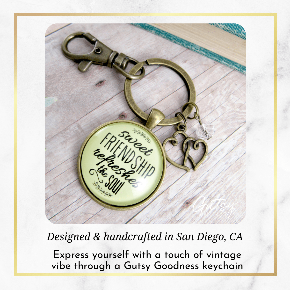 Friends Keychain Sweet Friendship Refreshes the Womens Double Heart Charm - Gutsy Goodness