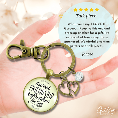 Friends Keychain Sweet Friendship Refreshes the Womens Double Heart Charm - Gutsy Goodness