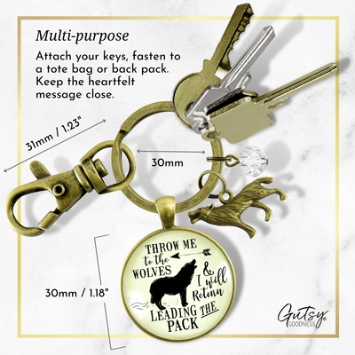 Wolf Keychain Throw Me To The Wolves Leading Pack Tribal Survivor Medallion Jewelry - Gutsy Goodness