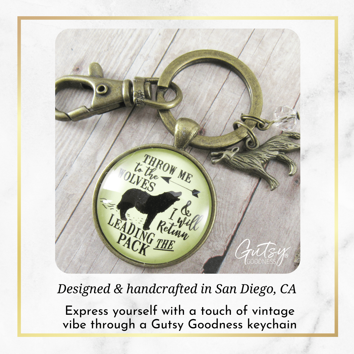 Wolf Keychain Throw Me To The Wolves Leading Pack Tribal Survivor Medallion Jewelry - Gutsy Goodness