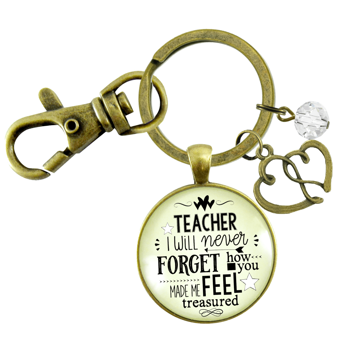 Teacher Keychain I Will Never Forget Inspirational Treasured Life Jewelry Appreciation Gift - Gutsy Goodness
