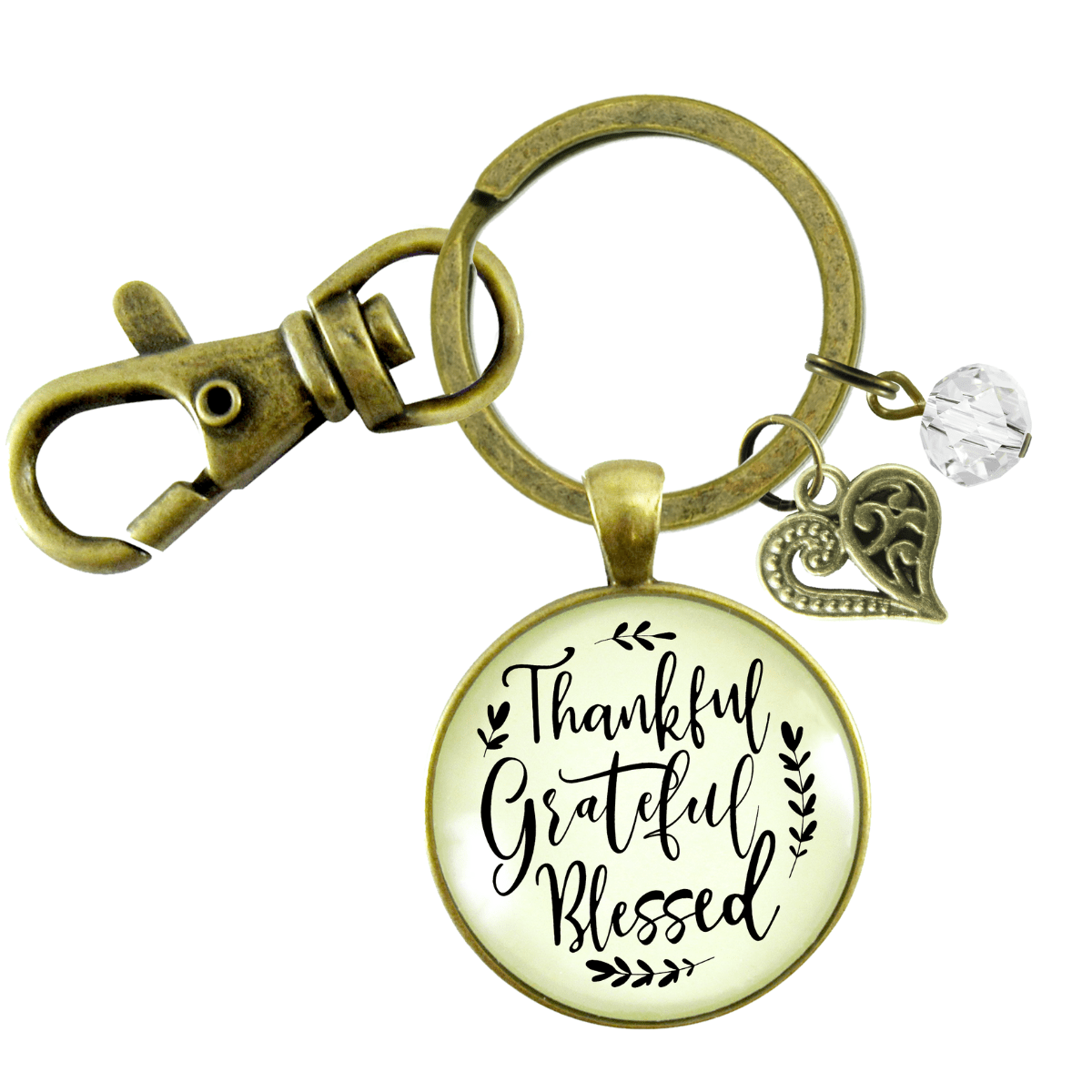 Thankful Grateful Blessed Keychain Inspirational Quote Jewelry For Women - Gutsy Goodness Handmade Jewelry;Thankful Grateful Blessed Keychain Inspirational Quote Jewelry For Women - Gutsy Goodness Handmade Jewelry Gifts