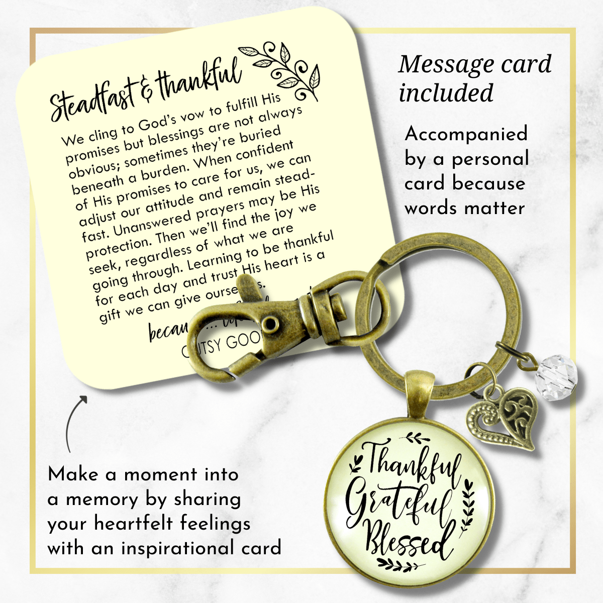 Thankful Grateful Blessed Keychain Inspirational Quote Jewelry For Women - Gutsy Goodness Handmade Jewelry;Thankful Grateful Blessed Keychain Inspirational Quote Jewelry For Women - Gutsy Goodness Handmade Jewelry Gifts