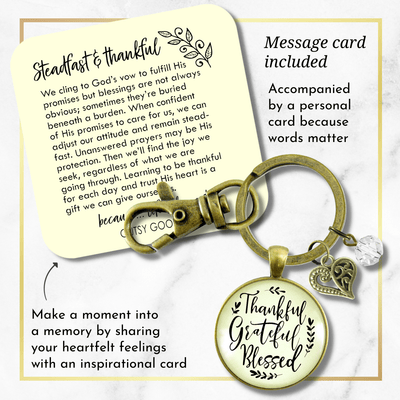 Thankful Grateful Blessed Keychain Inspirational Quote Jewelry For Women - Gutsy Goodness Handmade Jewelry;Thankful Grateful Blessed Keychain Inspirational Quote Jewelry For Women - Gutsy Goodness Handmade Jewelry Gifts