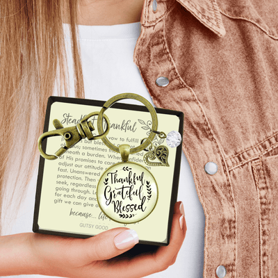 Thankful Grateful Blessed Keychain Inspirational Quote Jewelry For Women - Gutsy Goodness Handmade Jewelry;Thankful Grateful Blessed Keychain Inspirational Quote Jewelry For Women - Gutsy Goodness Handmade Jewelry Gifts