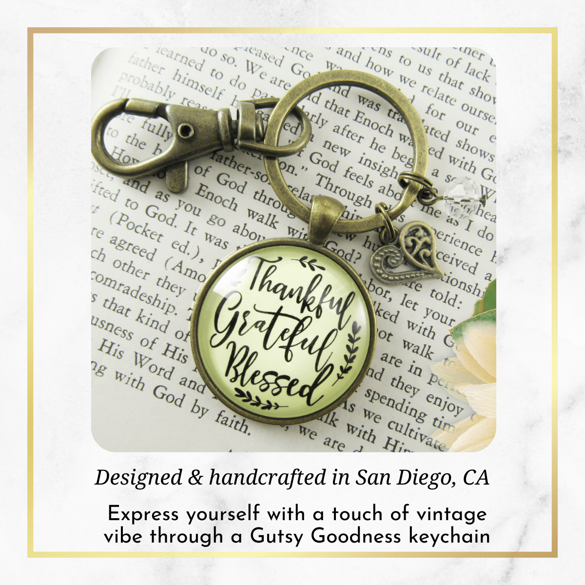 Thankful Grateful Blessed Keychain Inspirational Quote Jewelry For Women - Gutsy Goodness Handmade Jewelry;Thankful Grateful Blessed Keychain Inspirational Quote Jewelry For Women - Gutsy Goodness Handmade Jewelry Gifts