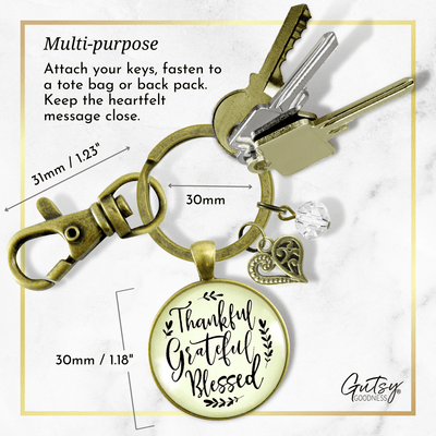 Thankful Grateful Blessed Keychain Inspirational Quote Jewelry For Women - Gutsy Goodness Handmade Jewelry;Thankful Grateful Blessed Keychain Inspirational Quote Jewelry For Women - Gutsy Goodness Handmade Jewelry Gifts