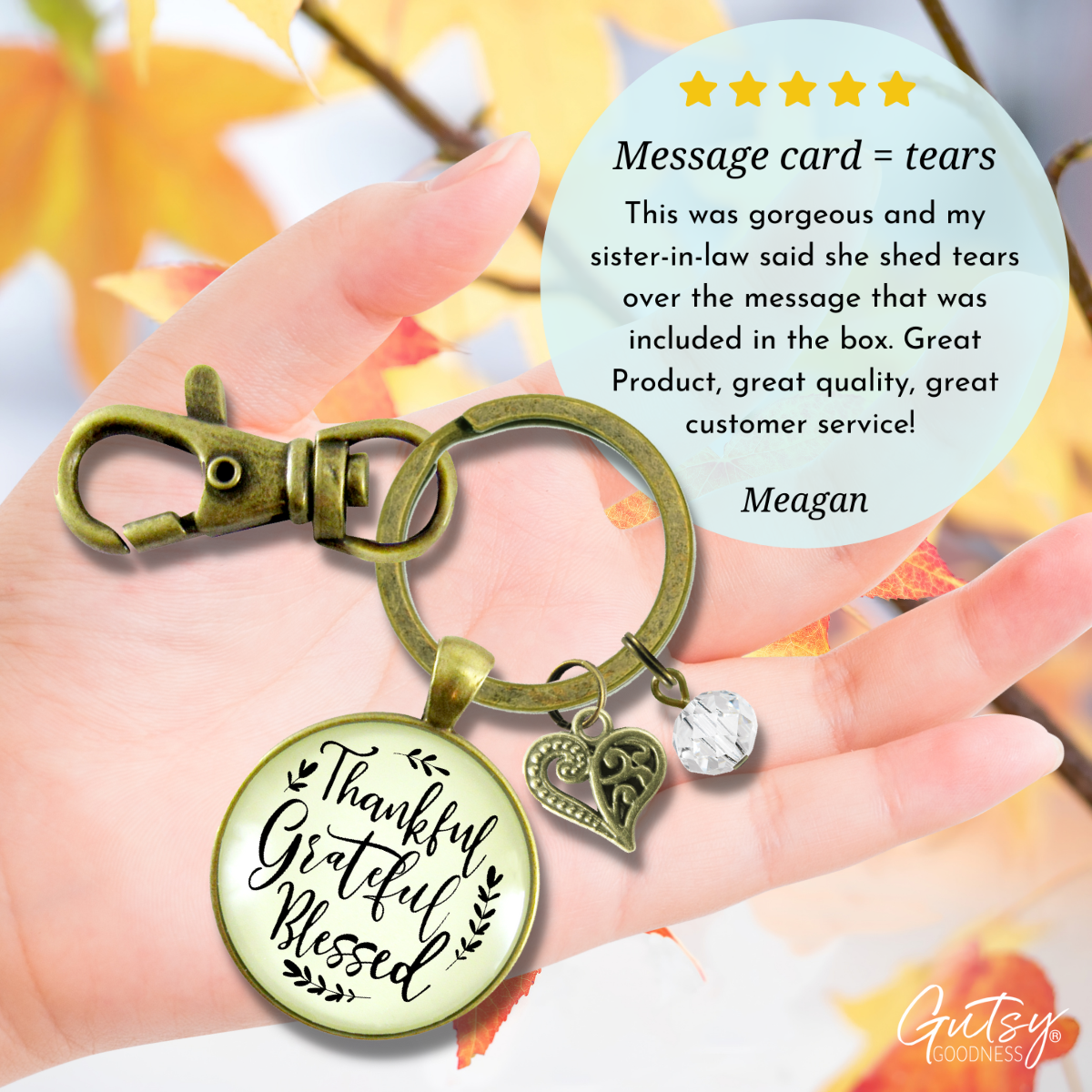 Thankful Grateful Blessed Keychain Inspirational Quote Jewelry For Women - Gutsy Goodness Handmade Jewelry;Thankful Grateful Blessed Keychain Inspirational Quote Jewelry For Women - Gutsy Goodness Handmade Jewelry Gifts
