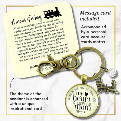 Mom of Son Keychain There is This Boy He Kinda Stole My Heart Train Motherhood Jewelry - Gutsy Goodness