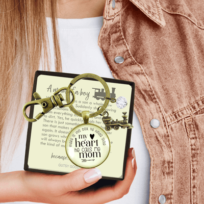 Mom of Son Keychain There is This Boy He Kinda Stole My Heart Train Motherhood Jewelry - Gutsy Goodness