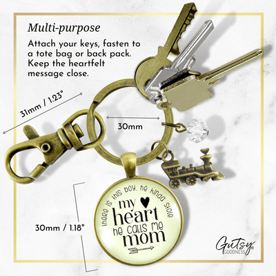 Mom of Son Keychain There is This Boy He Kinda Stole My Heart Train Motherhood Jewelry - Gutsy Goodness