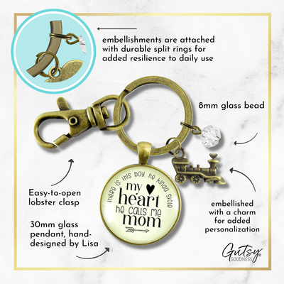 Mom of Son Keychain There is This Boy He Kinda Stole My Heart Train Motherhood Jewelry - Gutsy Goodness