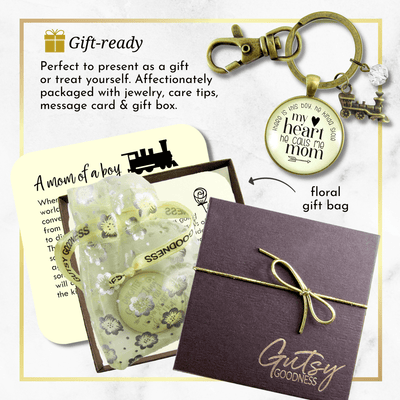 Mom of Son Keychain There is This Boy He Kinda Stole My Heart Train Motherhood Jewelry - Gutsy Goodness
