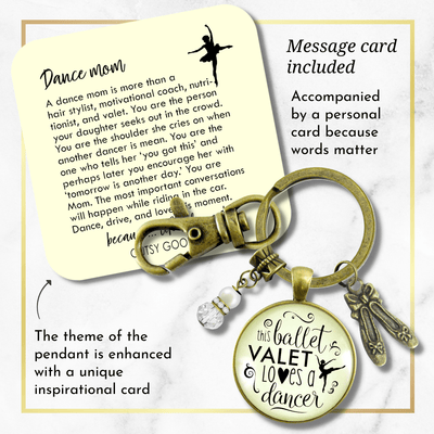 Dance Moms Keychain Ballet Valet Loves Dancer Gift Mother of Ballerina Slippers Charm - Gutsy Goodness