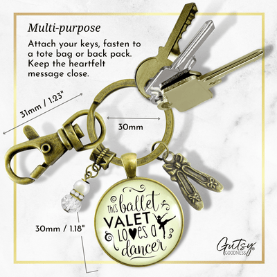 Dance Moms Keychain Ballet Valet Loves Dancer Gift Mother of Ballerina Slippers Charm - Gutsy Goodness