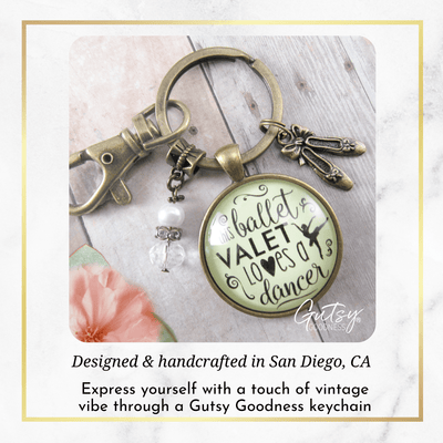 Dance Moms Keychain Ballet Valet Loves Dancer Gift Mother of Ballerina Slippers Charm - Gutsy Goodness