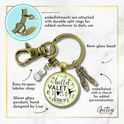 Dance Moms Keychain Ballet Valet Loves Dancer Gift Mother of Ballerina Slippers Charm - Gutsy Goodness