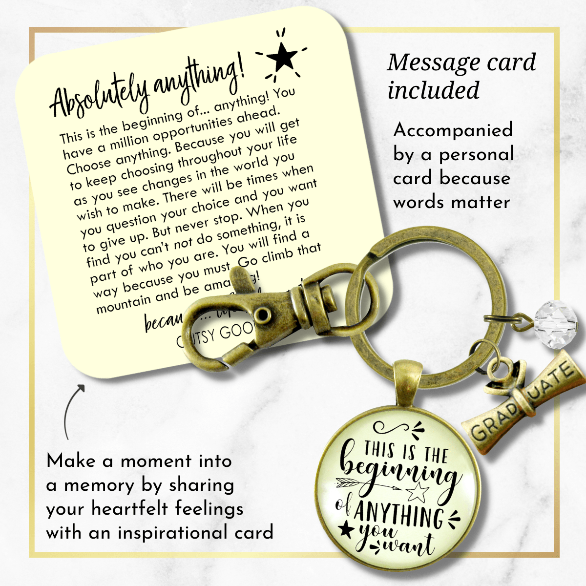 Inspirational Keychain This Is The Beginning Of Anything Life Mantra Star Jewelry Gift - Gutsy Goodness;Inspirational Keychain This Is The Beginning Of Anything Life Mantra Star Jewelry Gift - Gutsy Goodness Handmade Jewelry Gifts