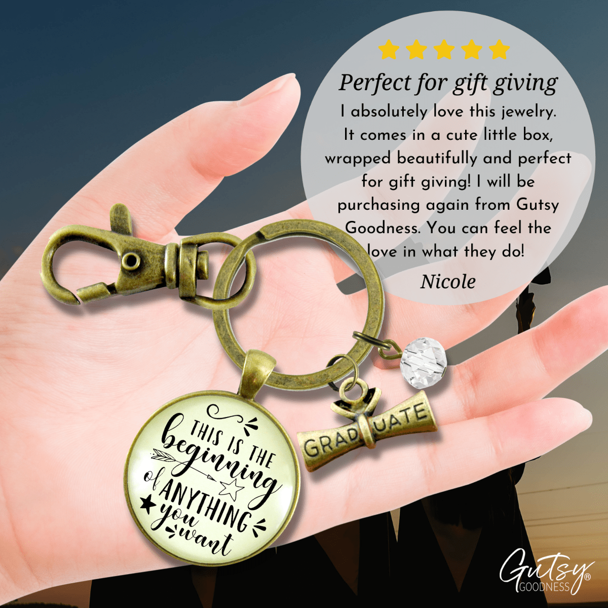 Inspirational Keychain This Is The Beginning Of Anything Life Mantra Star Jewelry Gift - Gutsy Goodness;Inspirational Keychain This Is The Beginning Of Anything Life Mantra Star Jewelry Gift - Gutsy Goodness Handmade Jewelry Gifts