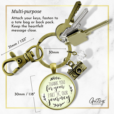 Wedding Photographer Gift Keychain Thank You For Your Part Rustic Camera Charm - Gutsy Goodness