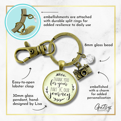 Wedding Photographer Gift Keychain Thank You For Your Part Rustic Camera Charm - Gutsy Goodness