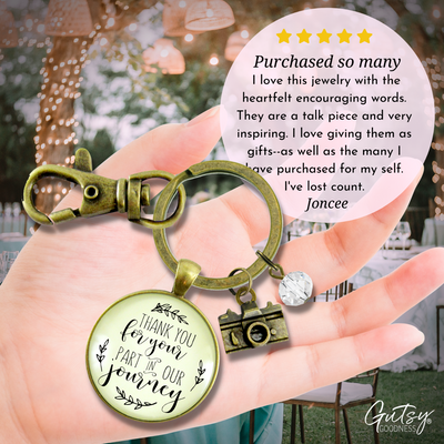 Wedding Photographer Gift Keychain Thank You For Your Part Rustic Camera Charm - Gutsy Goodness