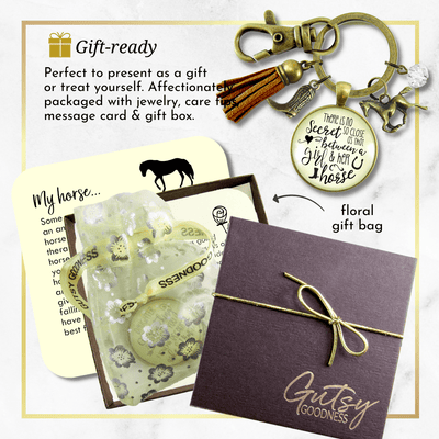 Horse Keychain No Secret So Close Equestrian Inspire Jewelry Rustic Country Galloping Tassel - Gutsy Goodness