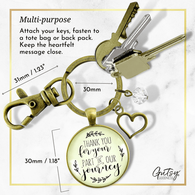 Wedding Coordinator Gift Keychain Thank You For Your Part Rustic Jewelry Planner Appreciation - Gutsy Goodness