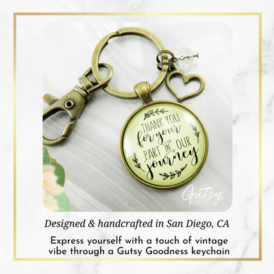 Wedding Coordinator Gift Keychain Thank You For Your Part Rustic Jewelry Planner Appreciation - Gutsy Goodness