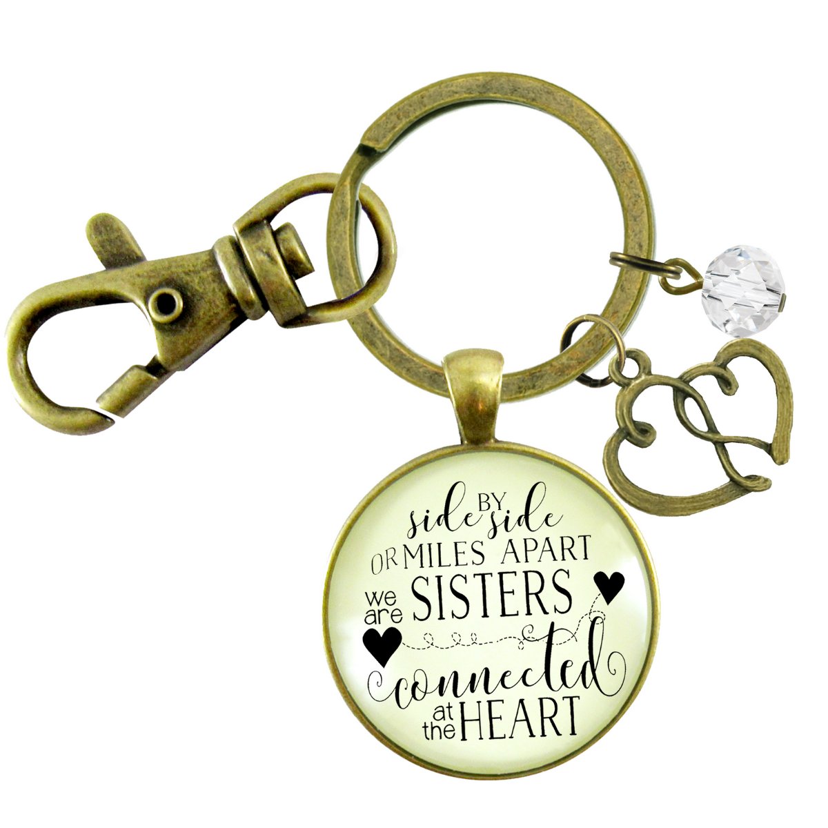 Love My Sister Keychain Side By Side Long Distance Meaningful BFF Sister Jewelry Gift Heart - Gutsy Goodness Handmade Jewelry;Love My Sister Keychain Side By Side Long Distance Meaningful Bff Sister Jewelry Gift Heart - Gutsy Goodness Handmade Jewelry Gifts
