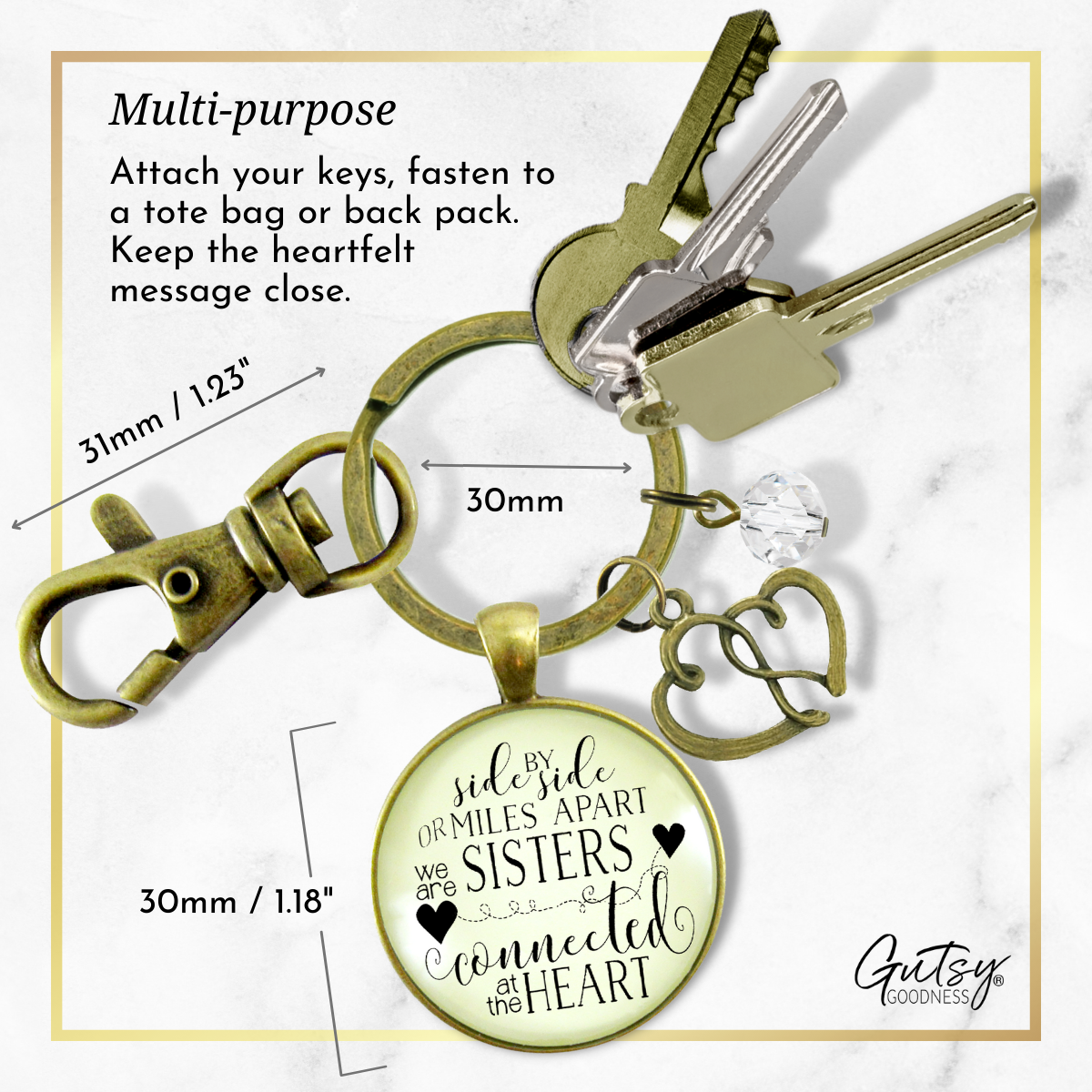 Love My Sister Keychain Side By Side Long Distance Meaningful BFF Sister Jewelry Gift Heart - Gutsy Goodness Handmade Jewelry;Love My Sister Keychain Side By Side Long Distance Meaningful Bff Sister Jewelry Gift Heart - Gutsy Goodness Handmade Jewelry Gifts
