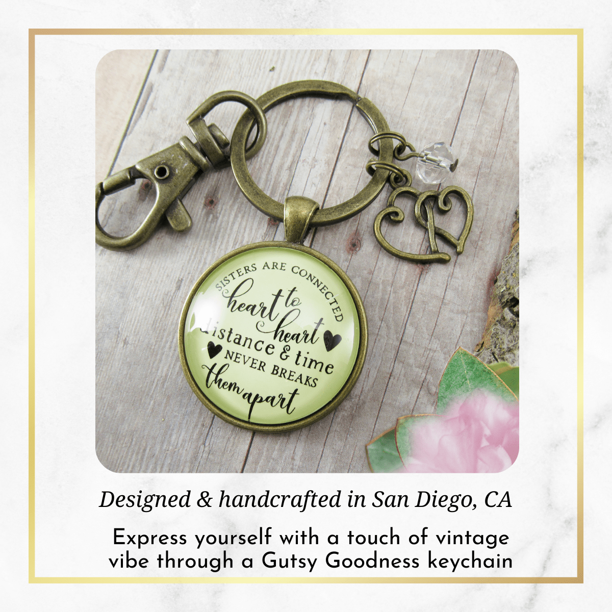 Sisters are Connected Keychain Long Distance Friendship Jewelry Gift Open Heart - Gutsy Goodness Handmade Jewelry;Sisters Are Connected Keychain Long Distance Friendship Jewelry Gift Open Heart - Gutsy Goodness Handmade Jewelry Gifts