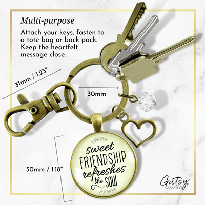 BFF Keychain Sweet Friendship Refreshes Soul Inspirational Jewelry - Gutsy Goodness