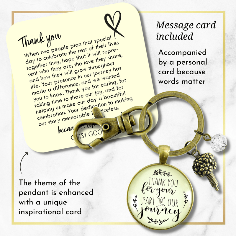 Wedding Floral Designer Gift Keychain Thank You For Your Part Rustic Flower Bouquet Appreciation - Gutsy Goodness