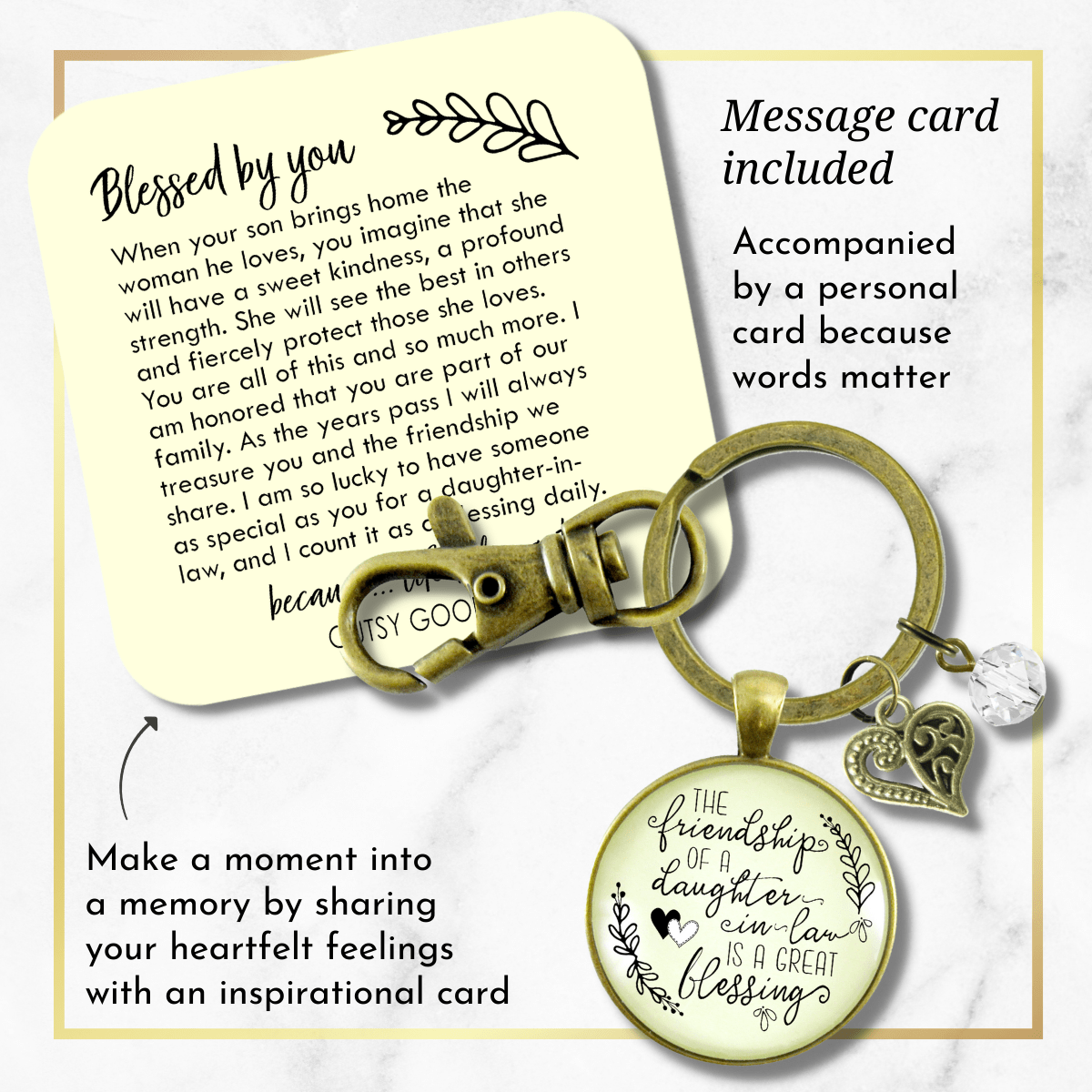Daughter In Law Keychain Friendship Is A Great Blessing Gift From Mom Special Wedding Jewelry Heart - Gutsy Goodness Handmade Jewelry;Daughter In Law Keychain Friendship Is A Great Blessing Gift From Mom Special Wedding Jewelry Heart - Gutsy Goodness Handmade Jewelry Gifts
