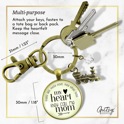 Mom of Sons Keychain There Are These Boys They Kinda Stole My Heart Train Motherhood Jewelry - Gutsy Goodness