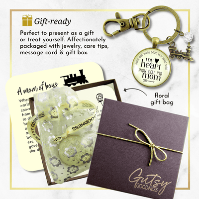 Mom of Sons Keychain There Are These Boys They Kinda Stole My Heart Train Motherhood Jewelry - Gutsy Goodness
