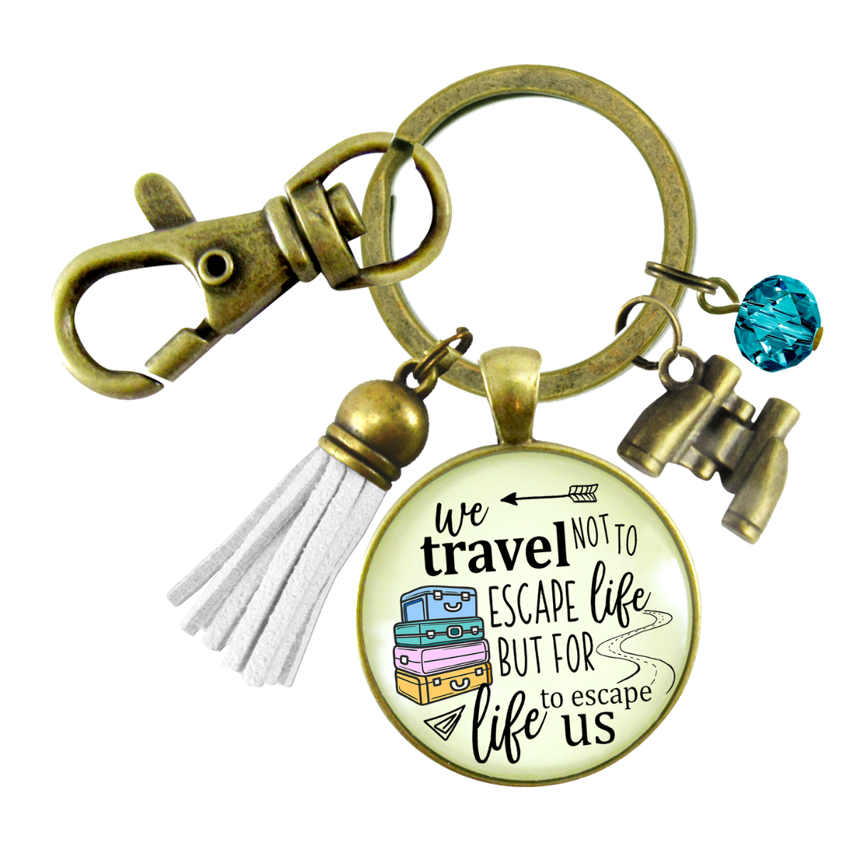 Travel Lover Tassel Keychain Wanderlust Explorer Pendant Adventure Seeker Gift Binoculars Charm  Keychain - Women - Gutsy Goodness Handmade Jewelry