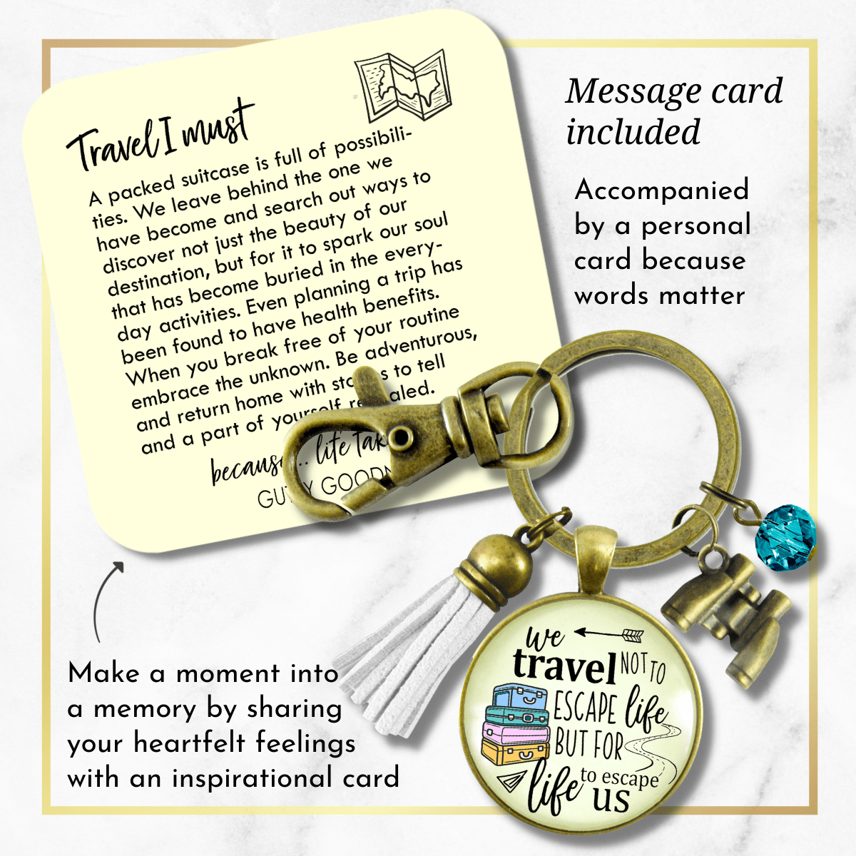 Travel Lover Tassel Keychain Wanderlust Explorer Pendant Adventure Seeker Gift Binoculars Charm  Keychain - Women - Gutsy Goodness Handmade Jewelry
